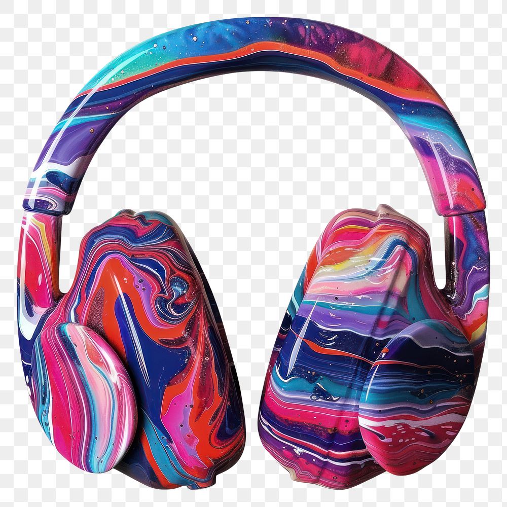 PNG  Acrylic pouring headphones electronics clothing headset.