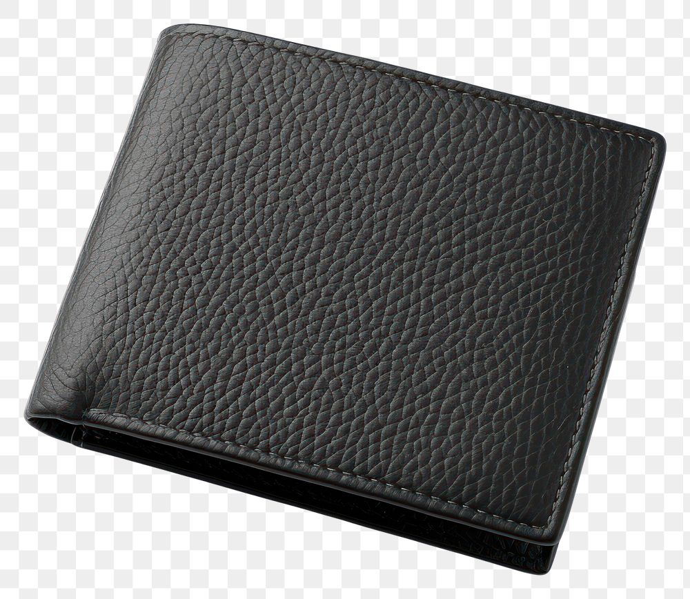 PNG Top view of New black genuine leather wallet white background accessories simplicity.