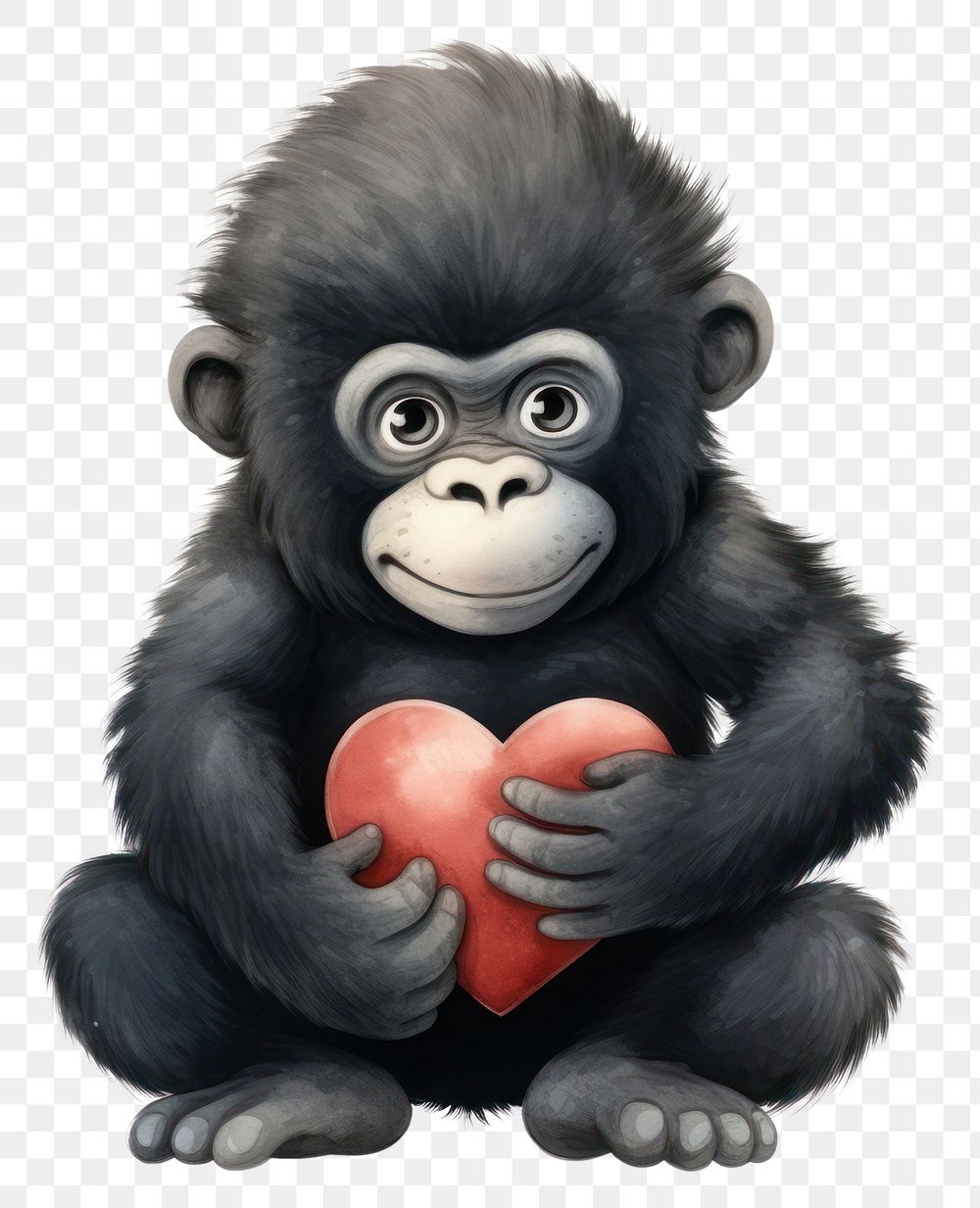 PNG Gorilla hugging heart gorilla animal wildlife.