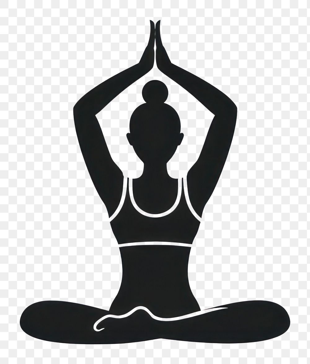 PNG A woman yoga exercise fitness stencil.