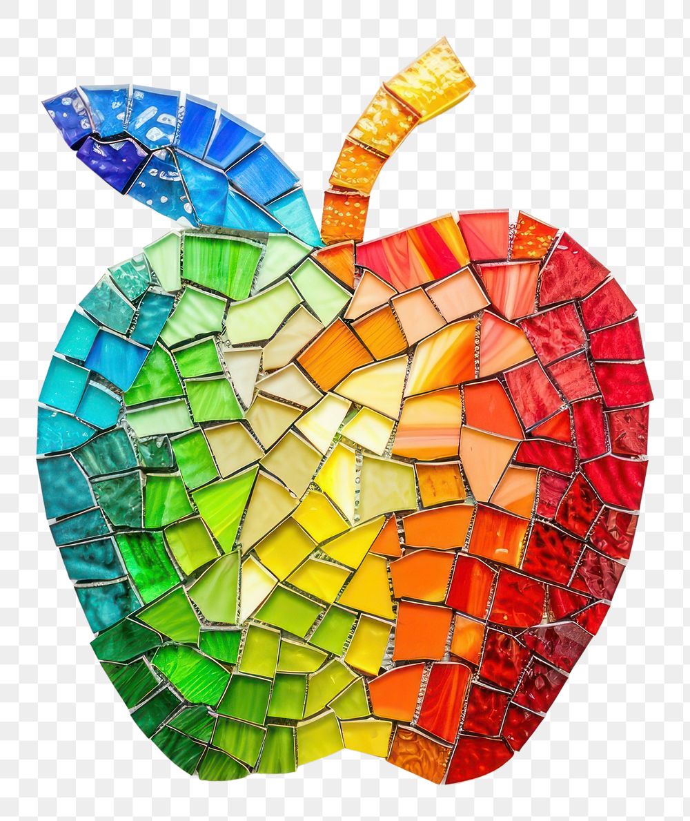 PNG Mosaic tiles of apple art white background creativity.