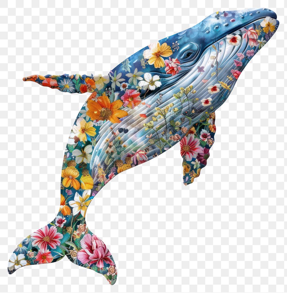 PNG Flower Collage blue whale animal mammal diaper