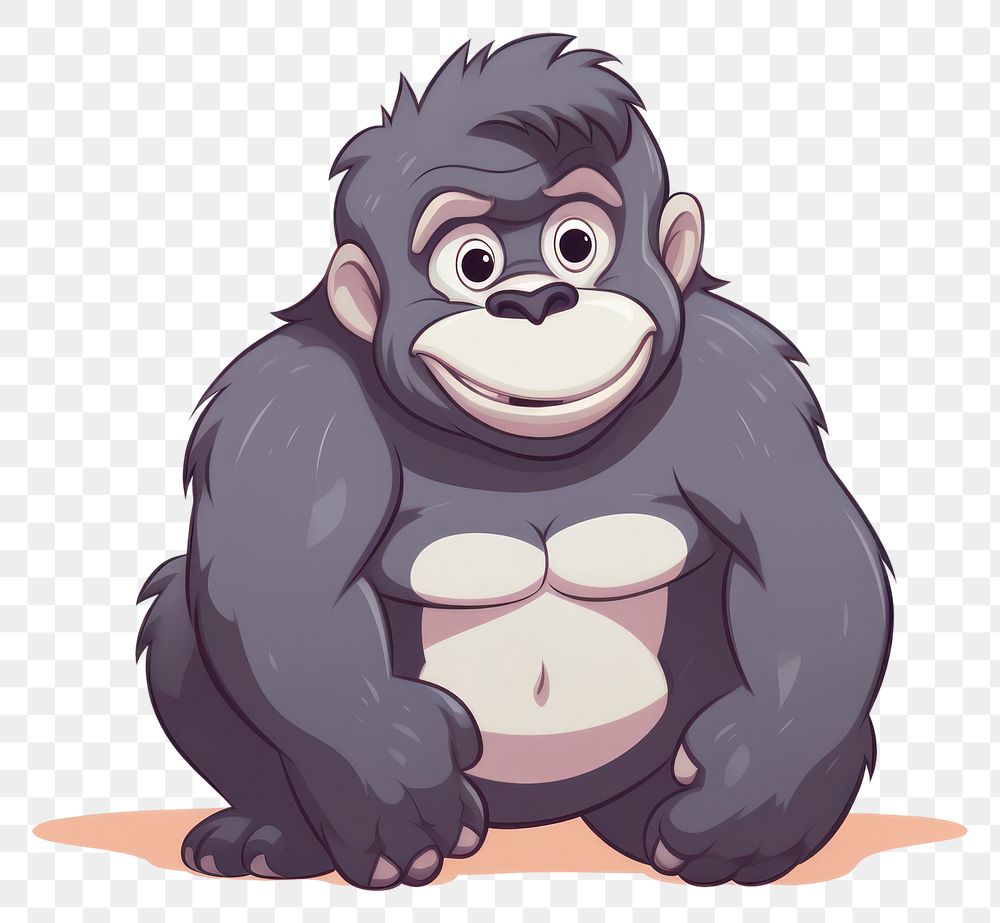 PNG Gorilla cartoon style wildlife animal mammal.