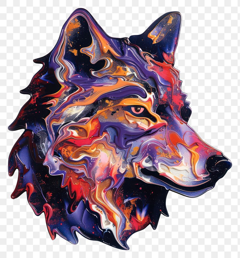 PNG  Acrylic pouring wolf accessories accessory purple.