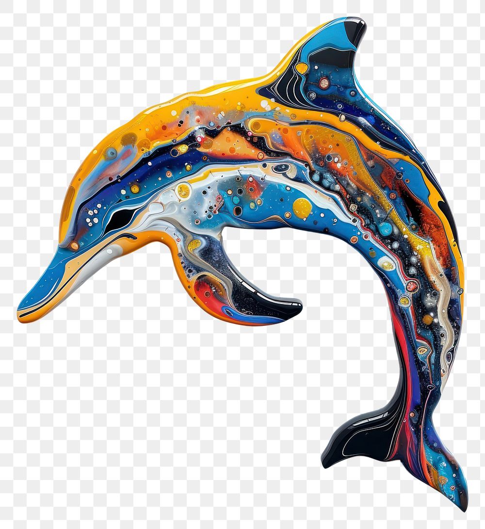PNG  Acrylic pouring dolphin appliance device animal.