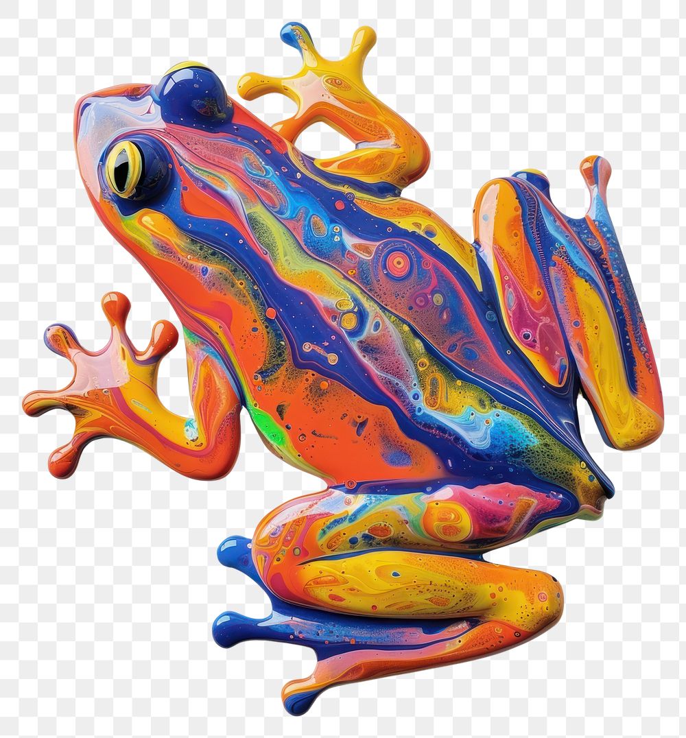 PNG  Acrylic pouring frog amphibian wildlife animal