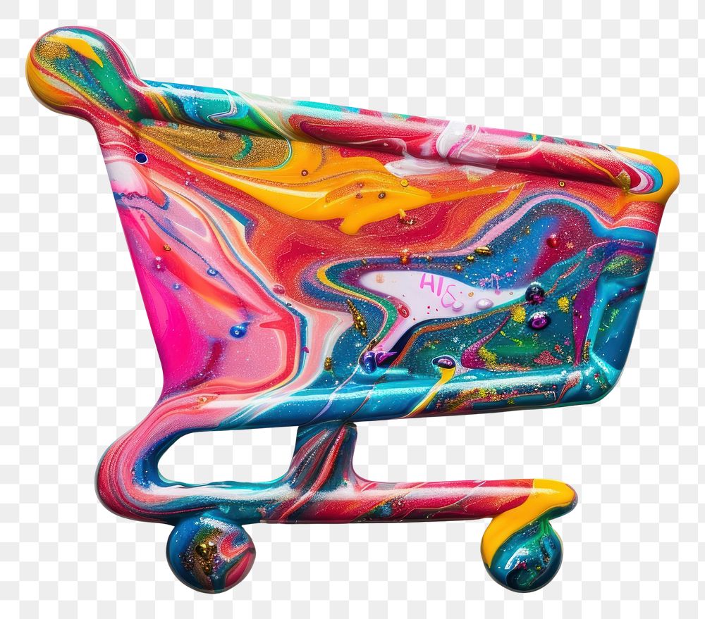 PNG  Acrylic pouring shopping cart transportation scooter vehicle.
