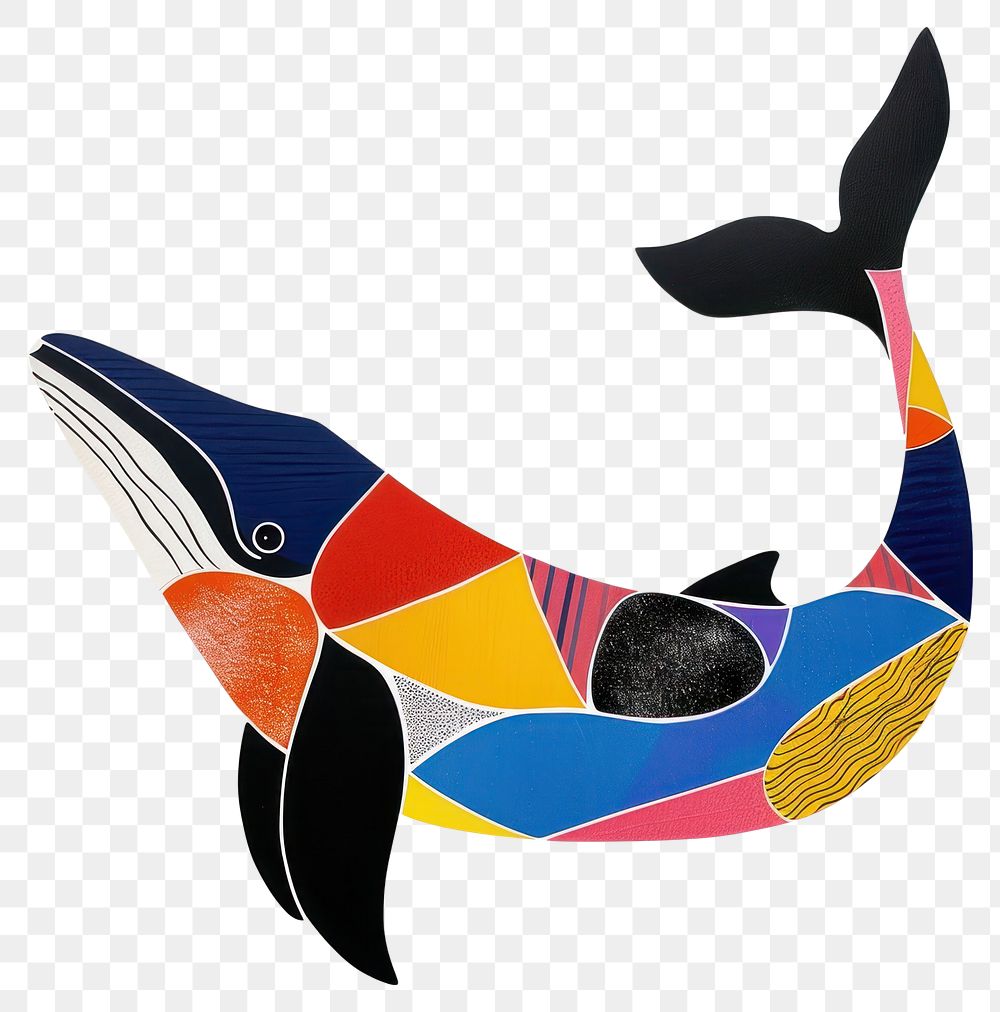 PNG Cut paper collage with blue whale furniture animal shark