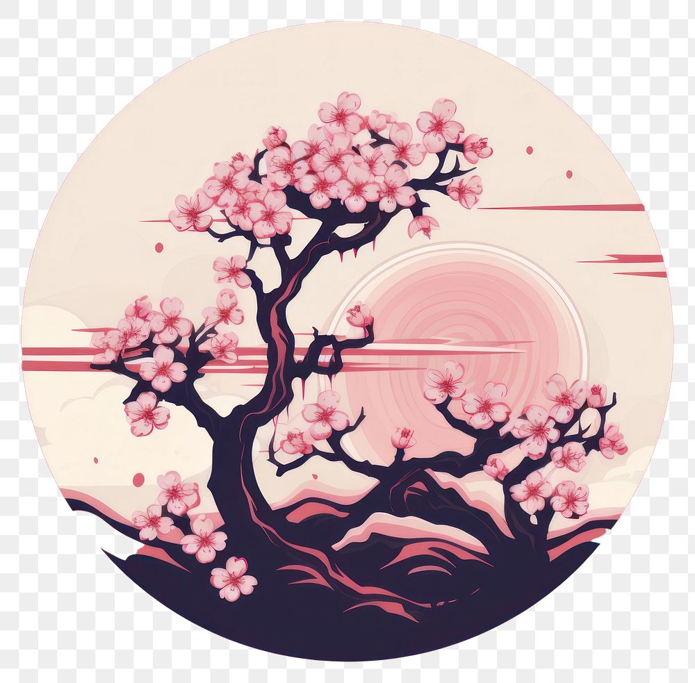 PNG Sakura painting blossom flower.