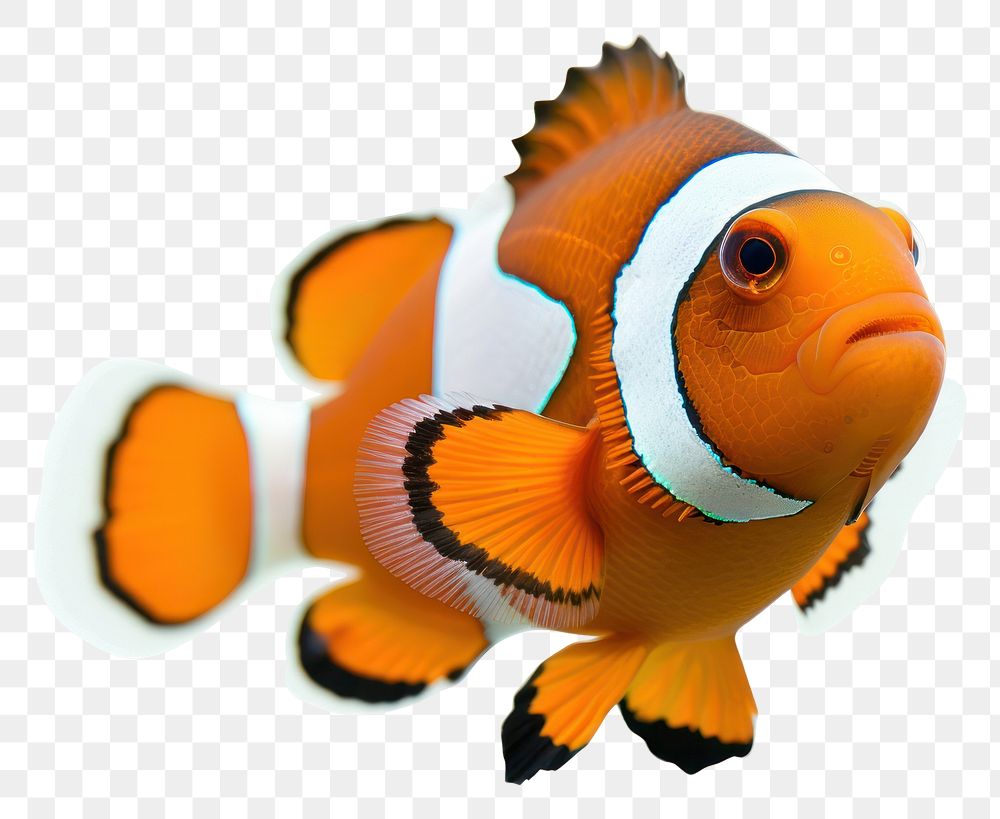PNG Orange and white clown fish animal white background pomacentridae