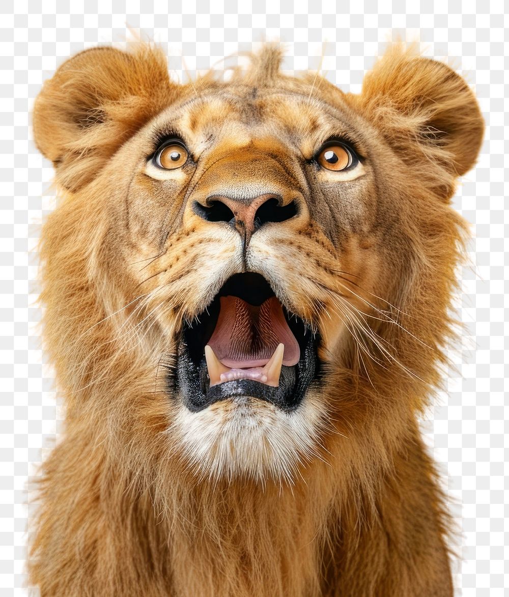 PNG Photo of shocked lion wildlife animal mammal.