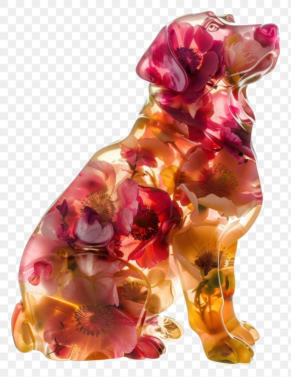 PNG Flower resin dog shaped animal canine mammal.