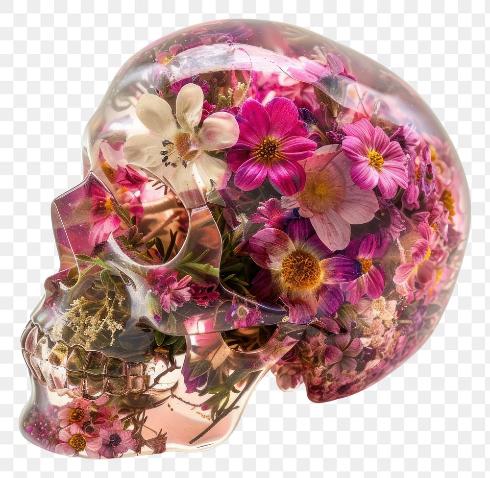 PNG Flower resin skull shaped accessories accessory blossom.
