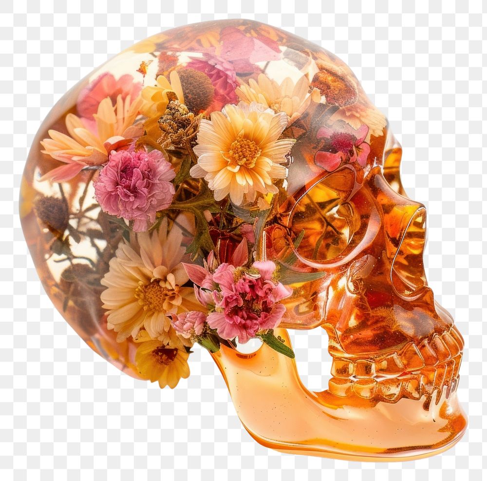 PNG Flower resin skull shaped accessories asteraceae accessory.