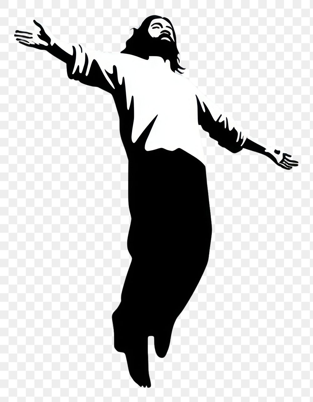 PNG Jesus christ floating on air silhouette clothing stencil.