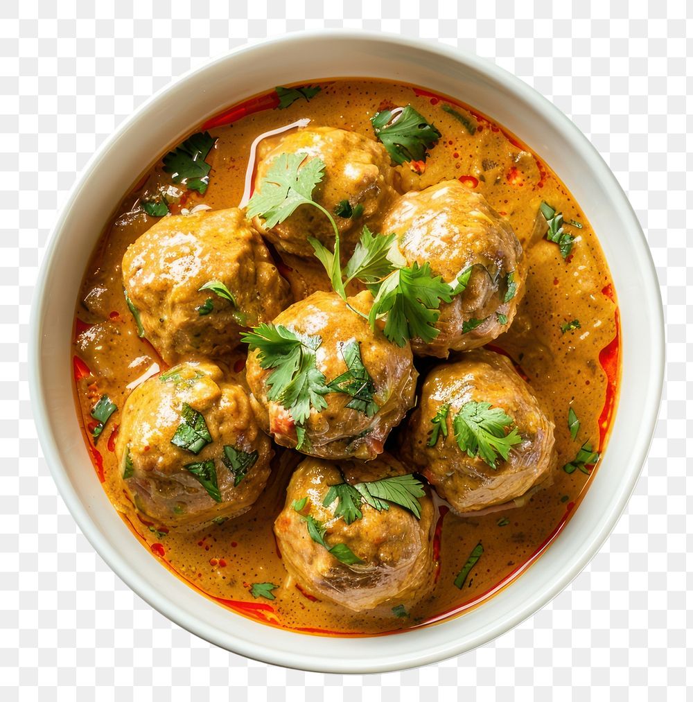 PNG Thai turkey meatball in coconut curry food meal pork.