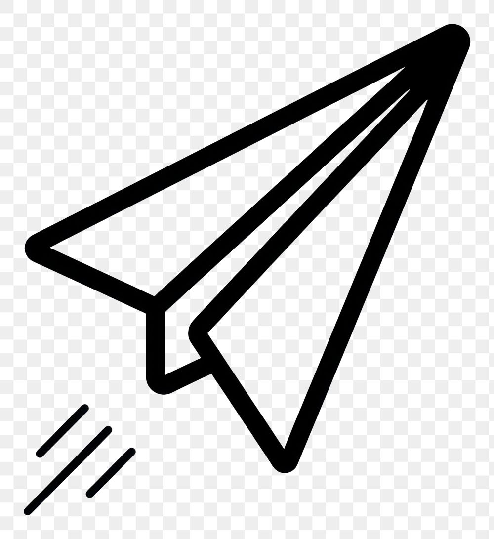 PNG Paper plane white line arrowhead.