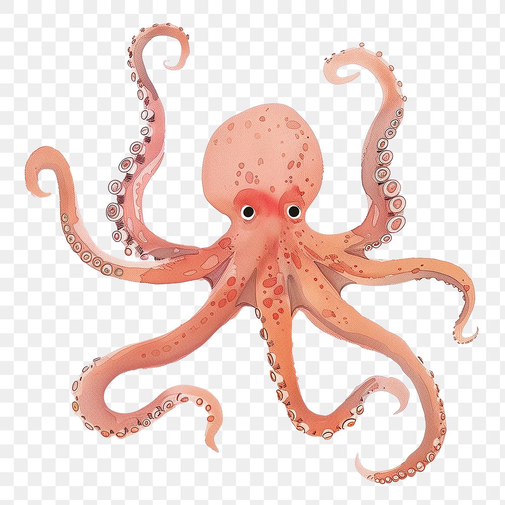 Octopus png cute animal, transparent background