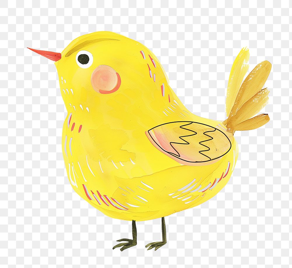 Yellow bird png cute animal, transparent background