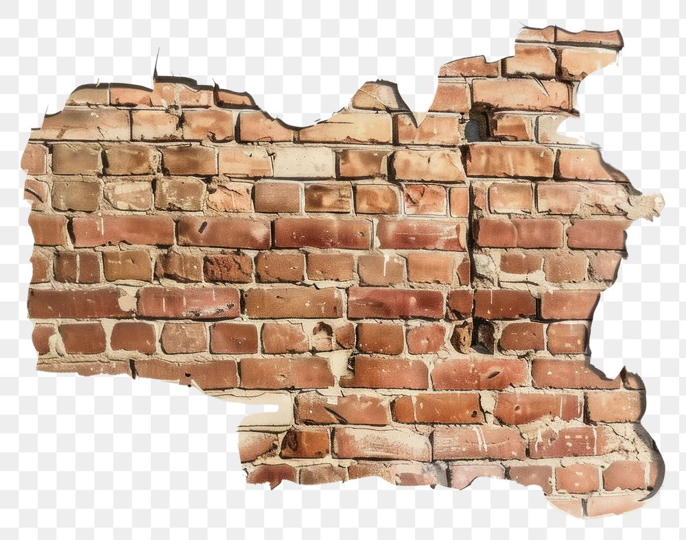 PNG Brick wall architecture building home damage.