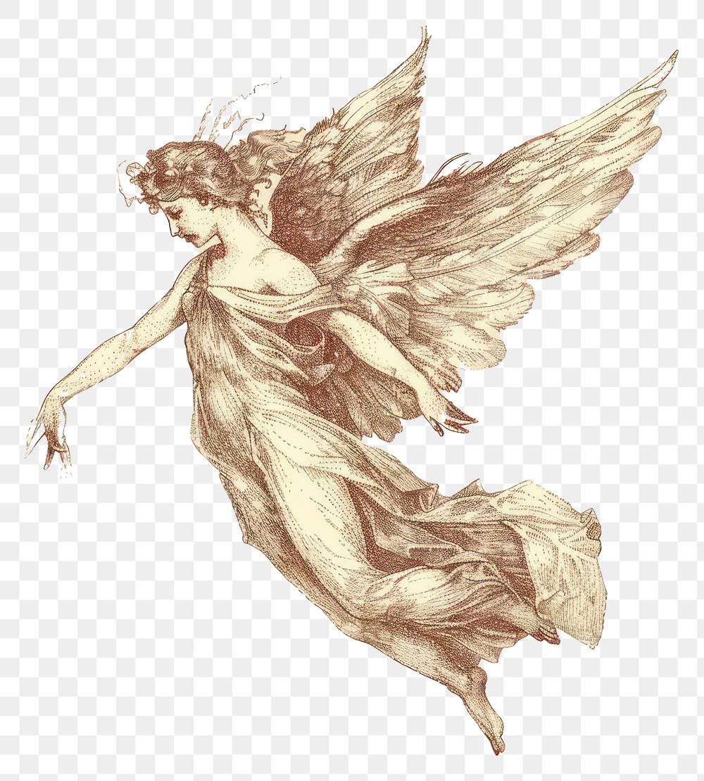 PNG Fairy angel drawing illustrated sketch.