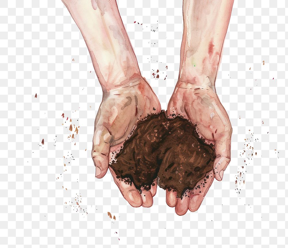 PNG Hands with garden soil finger person human.
