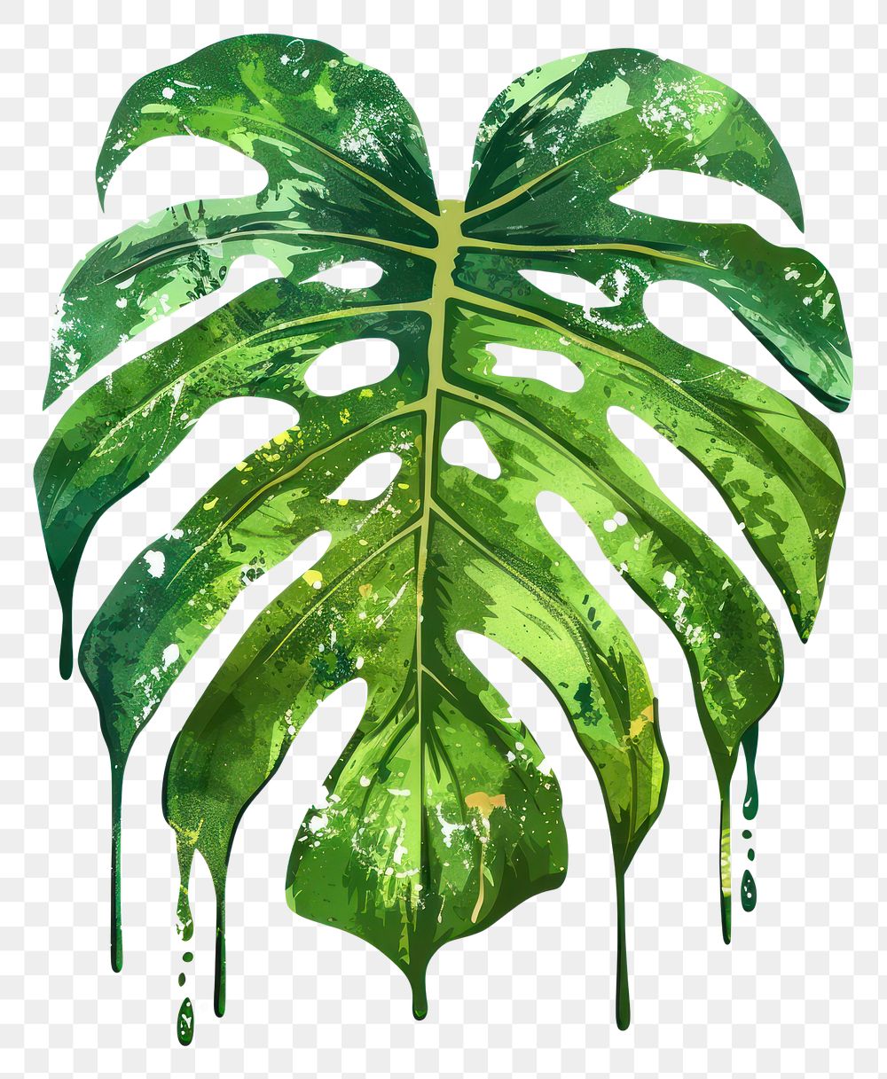 PNG  Graffiti monstera leaf chandelier plant green.