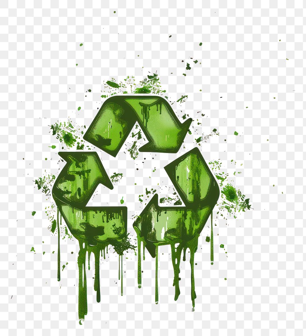 PNG  Graffiti green recycle icon symbol recycling symbol.