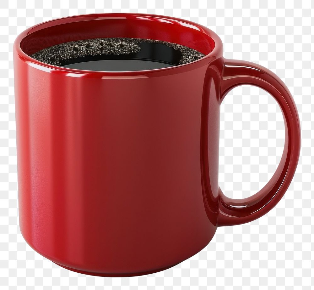 PNG Mock up mug red coffee drink cup.