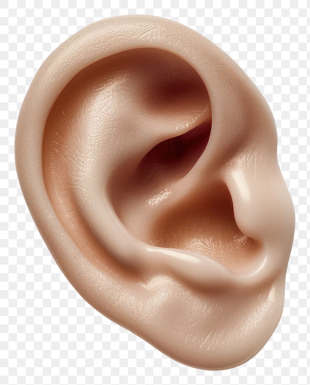 PNG Realistic model of human ear white background simplicity jewelry