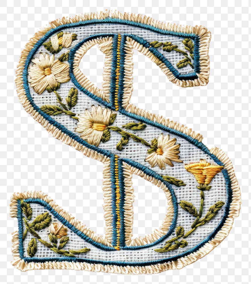 PNG Dollar sign embroidery pattern symbol.
