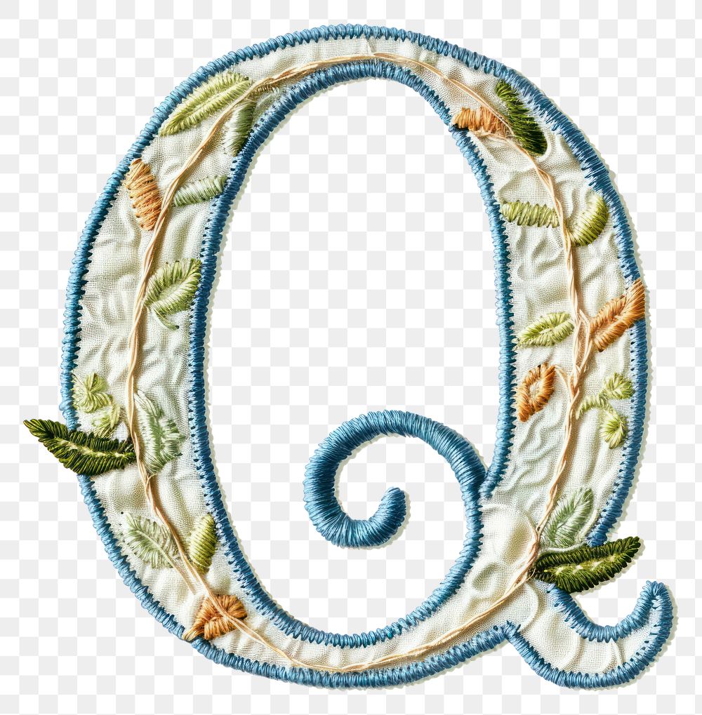 PNG Alphabet Q embroidery pattern white background.