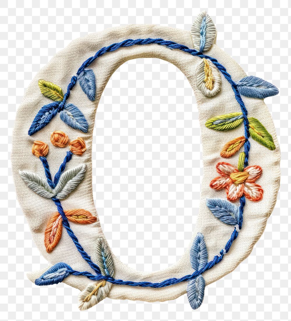 PNG Alphabet O embroidery pattern white background.