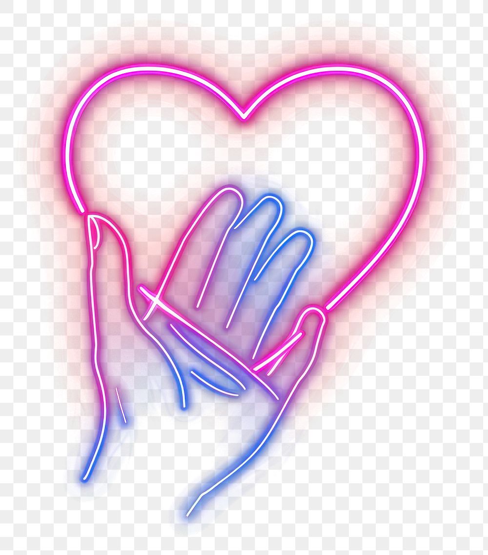 PNG Hand heart neon astronomy outdoors.