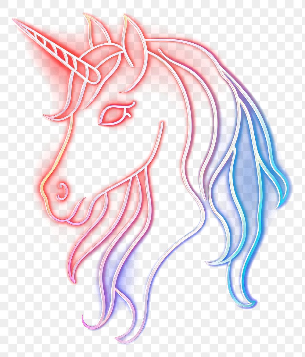 PNG Pony unicorn head neon astronomy lighting.