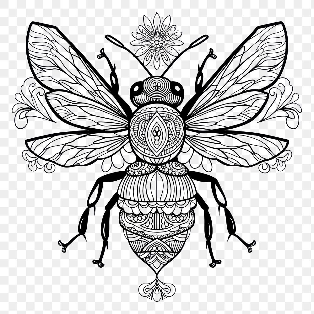 PNG Bee sketch art invertebrate.