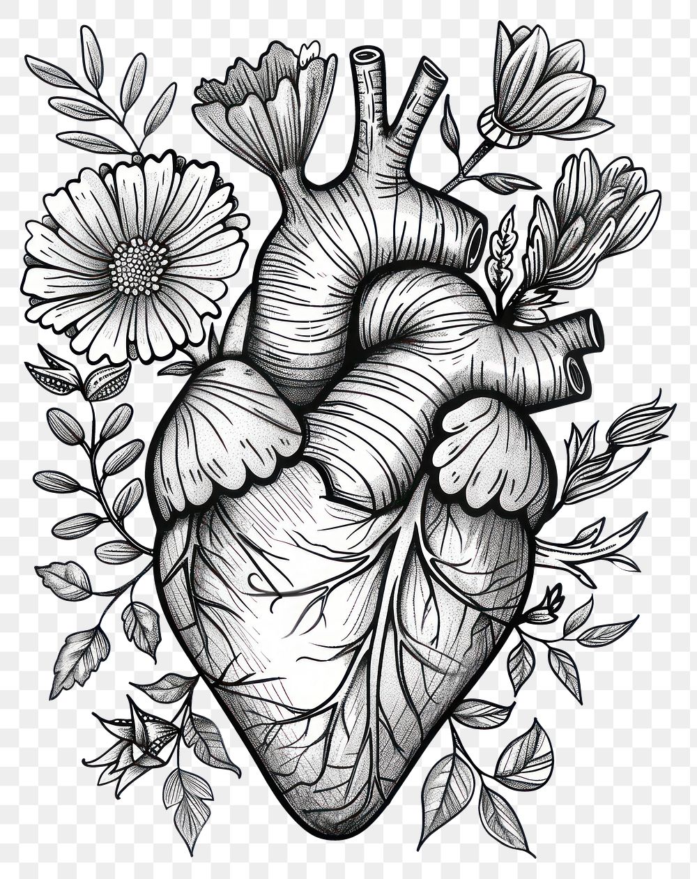 PNG Heart sketch doodle illustrated.