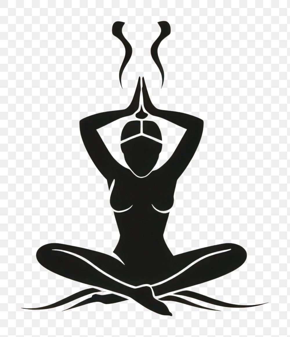 PNG Black minimalist anxiety logo design drawing spirituality cross-legged.
