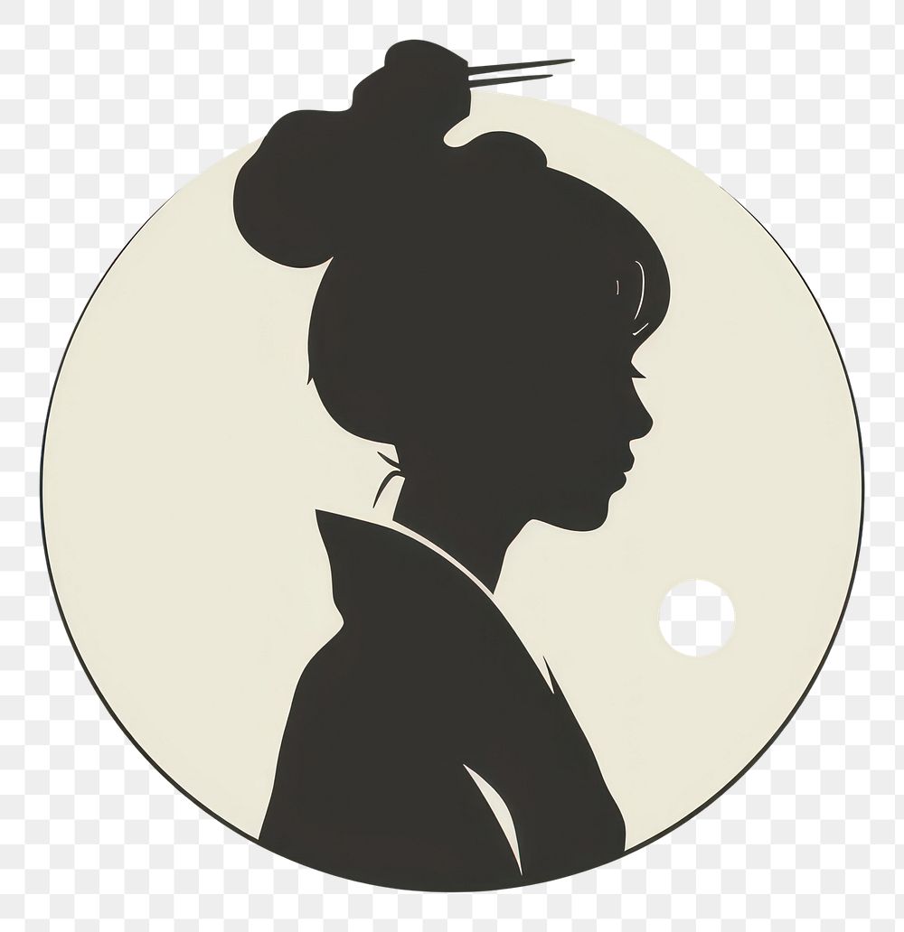 PNG Black minimalist asian people logo design silhouette drawing hairstyle.