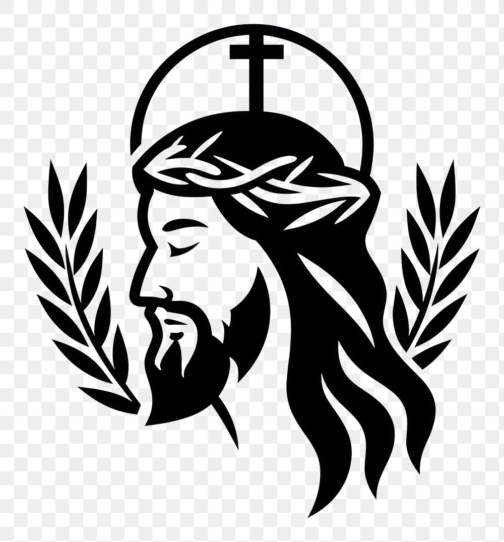 PNG Black minimalist jesus christ logo design drawing representation creativity.