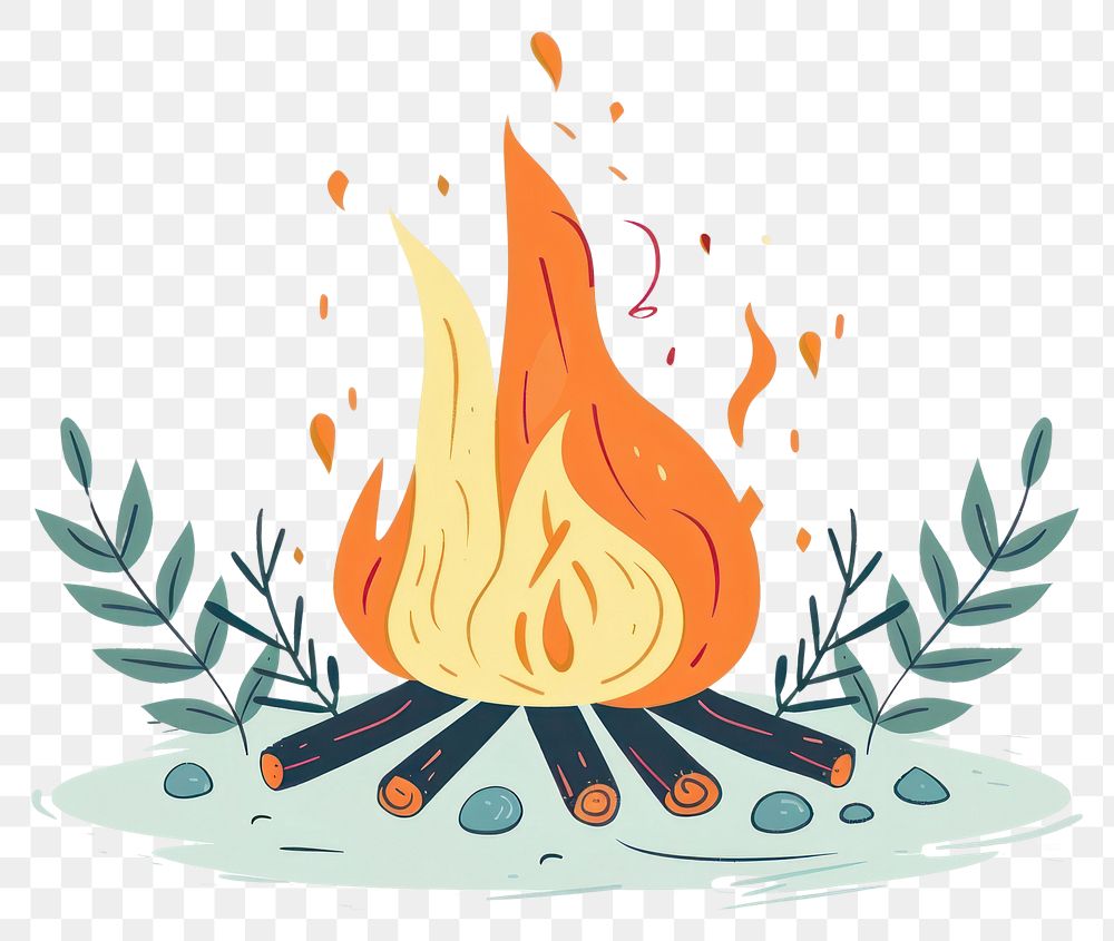PNG Campfire flat illustration art bonfire flame.