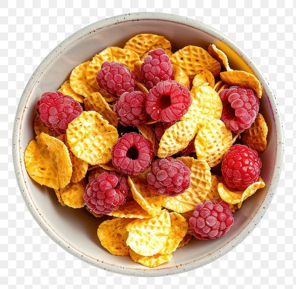 PNG Bowl of Cornflakes and Raspberries raspberry bowl fruit.