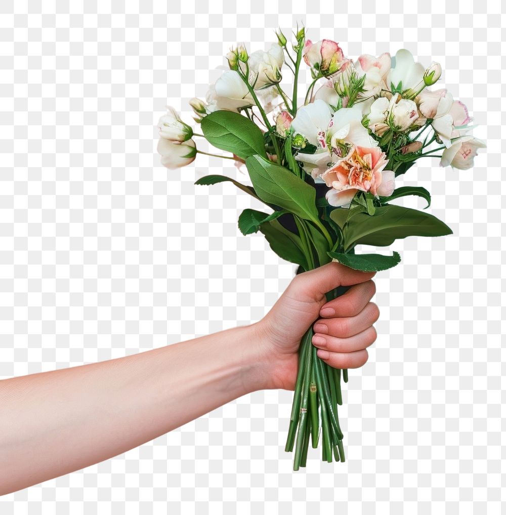 PNG Person holding flower bouquet blossom plant human.