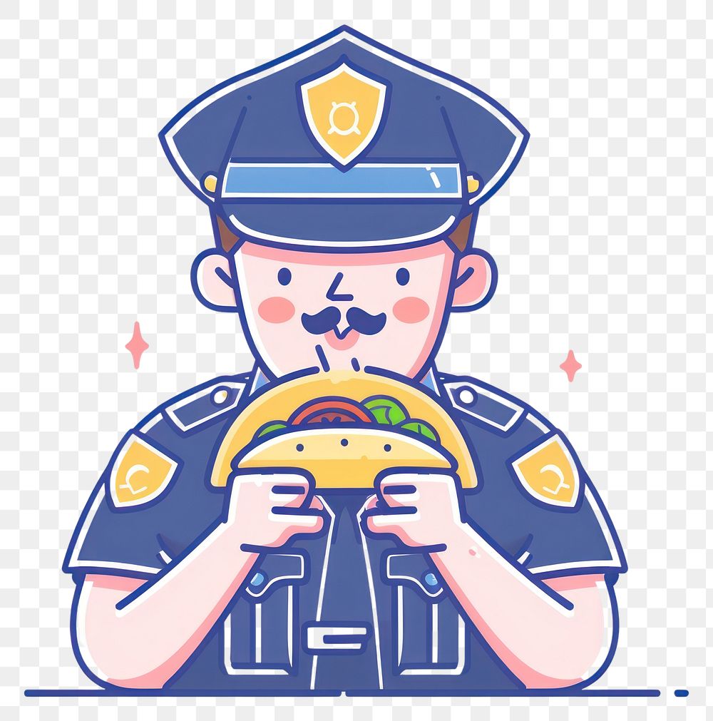 PNG Policeman eating taco flat illustration produce cartoon person.