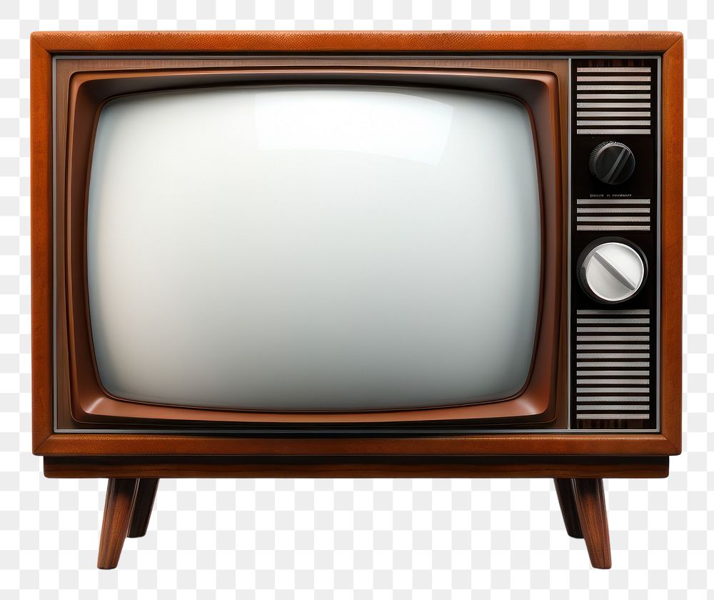 PNG Vintage TV television screen white background.