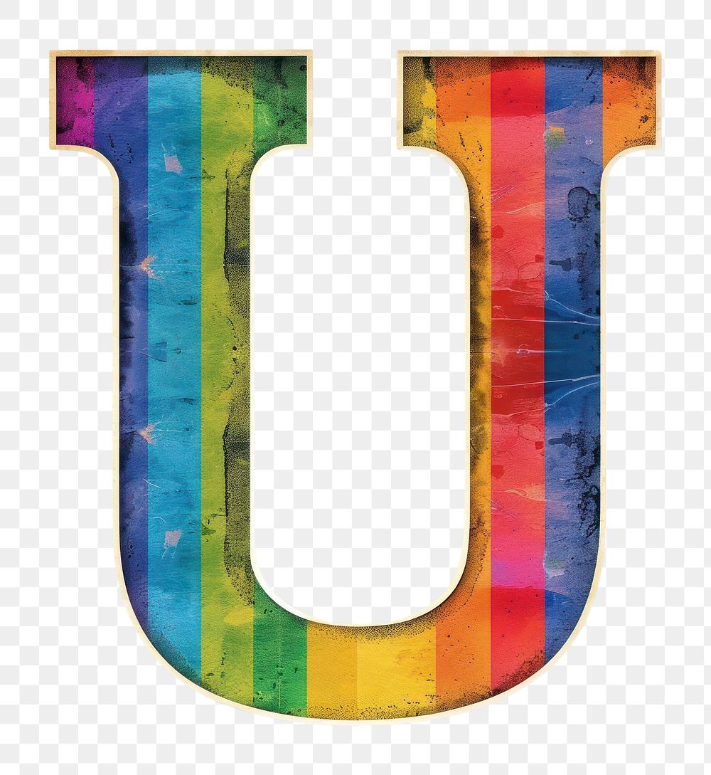 Rainbow with alphabet U number symbol text.
