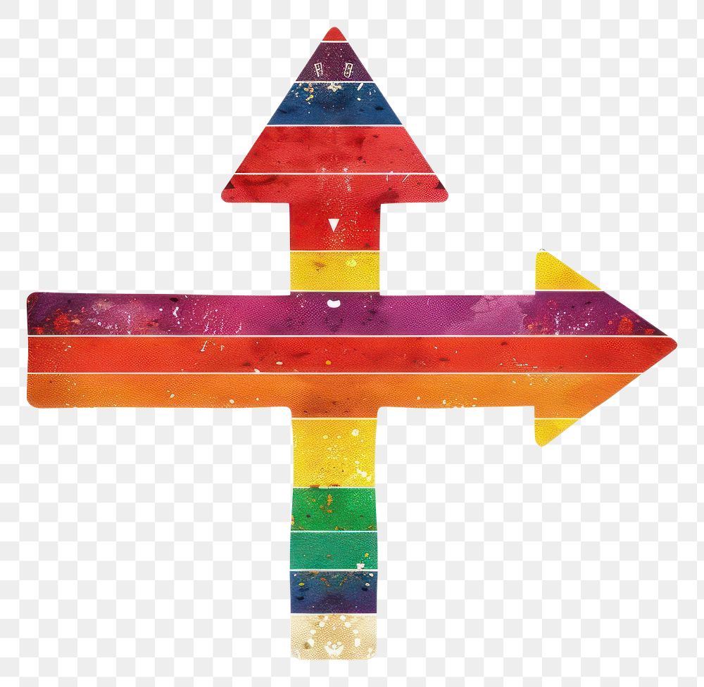PNG  Rainbow with direction sign symbol cross font.