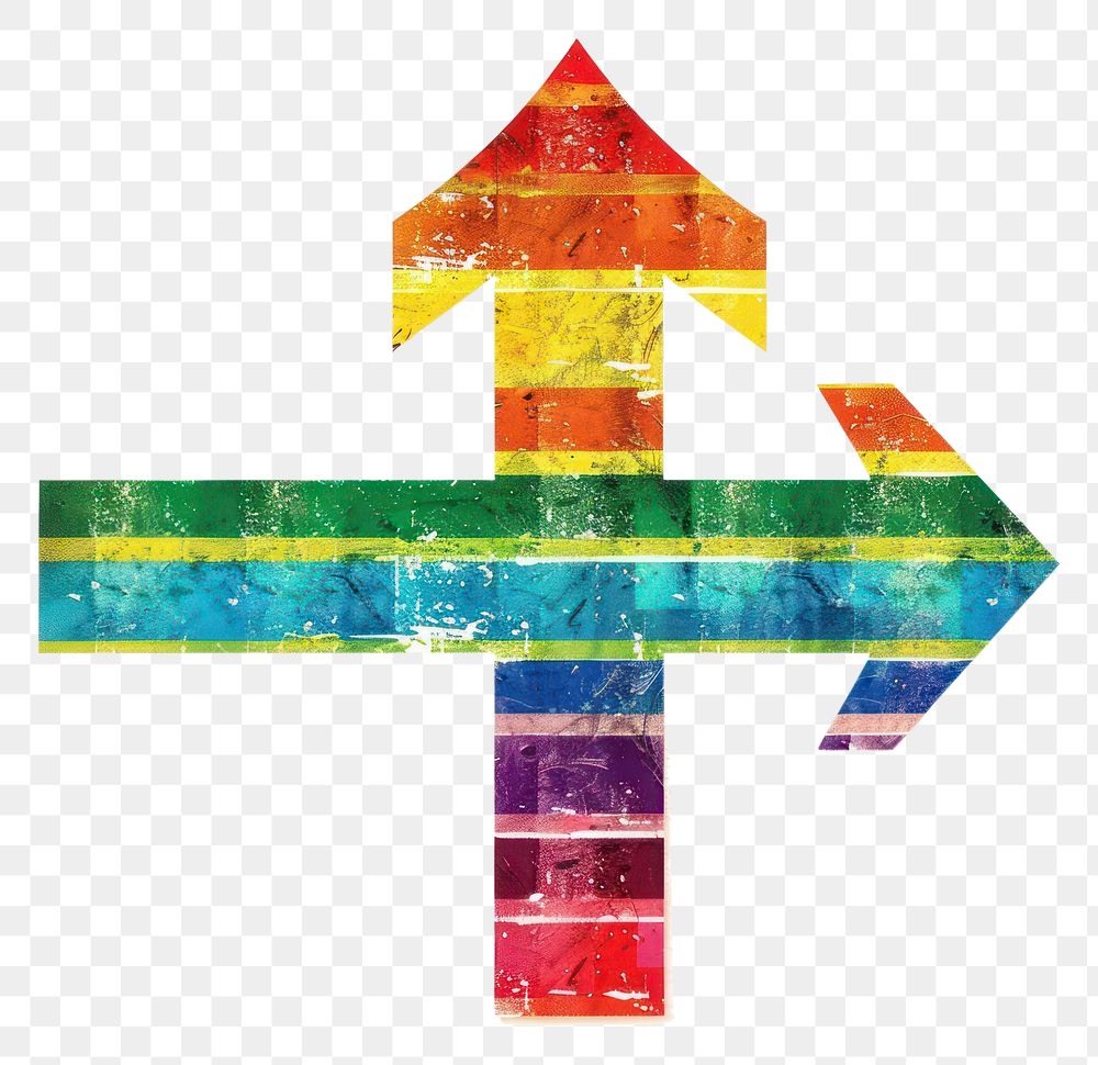 PNG  Rainbow with direction sign symbol font white background.
