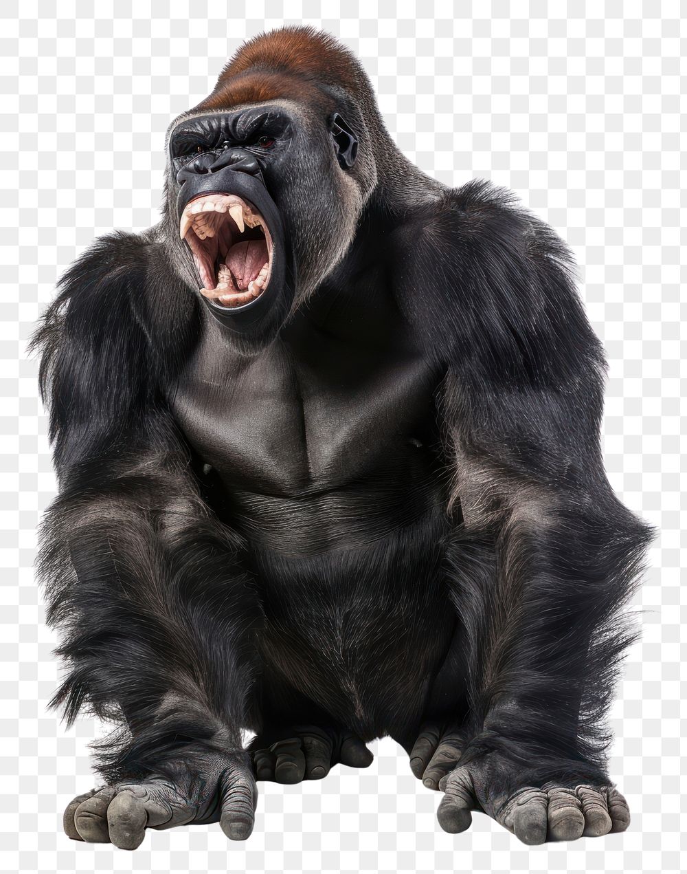 PNG Roaring gorilla wildlife animal mammal.