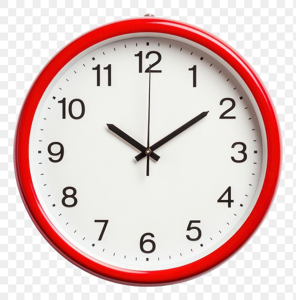 PNG Clock with red frame clock white background architecture.